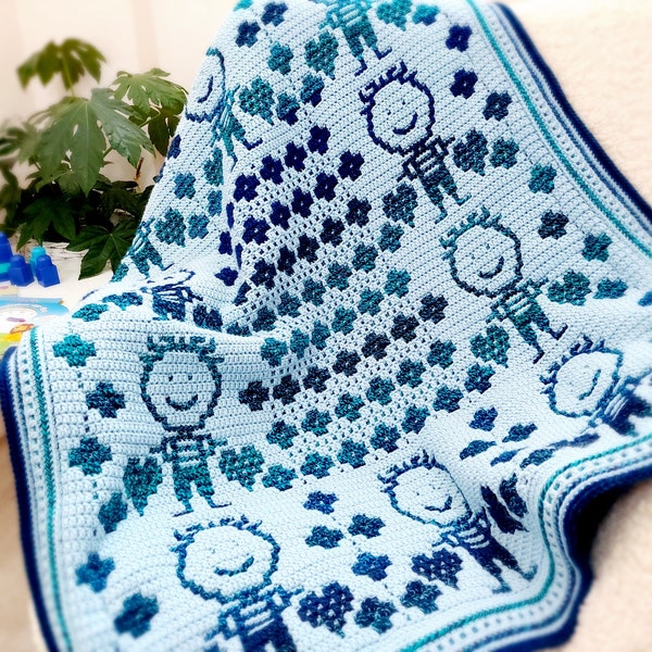 Superposition de mosaïque au crochet, motif afghan/couverture pour bébé My Precious Baby Boy. Graphiques et modèles écrits