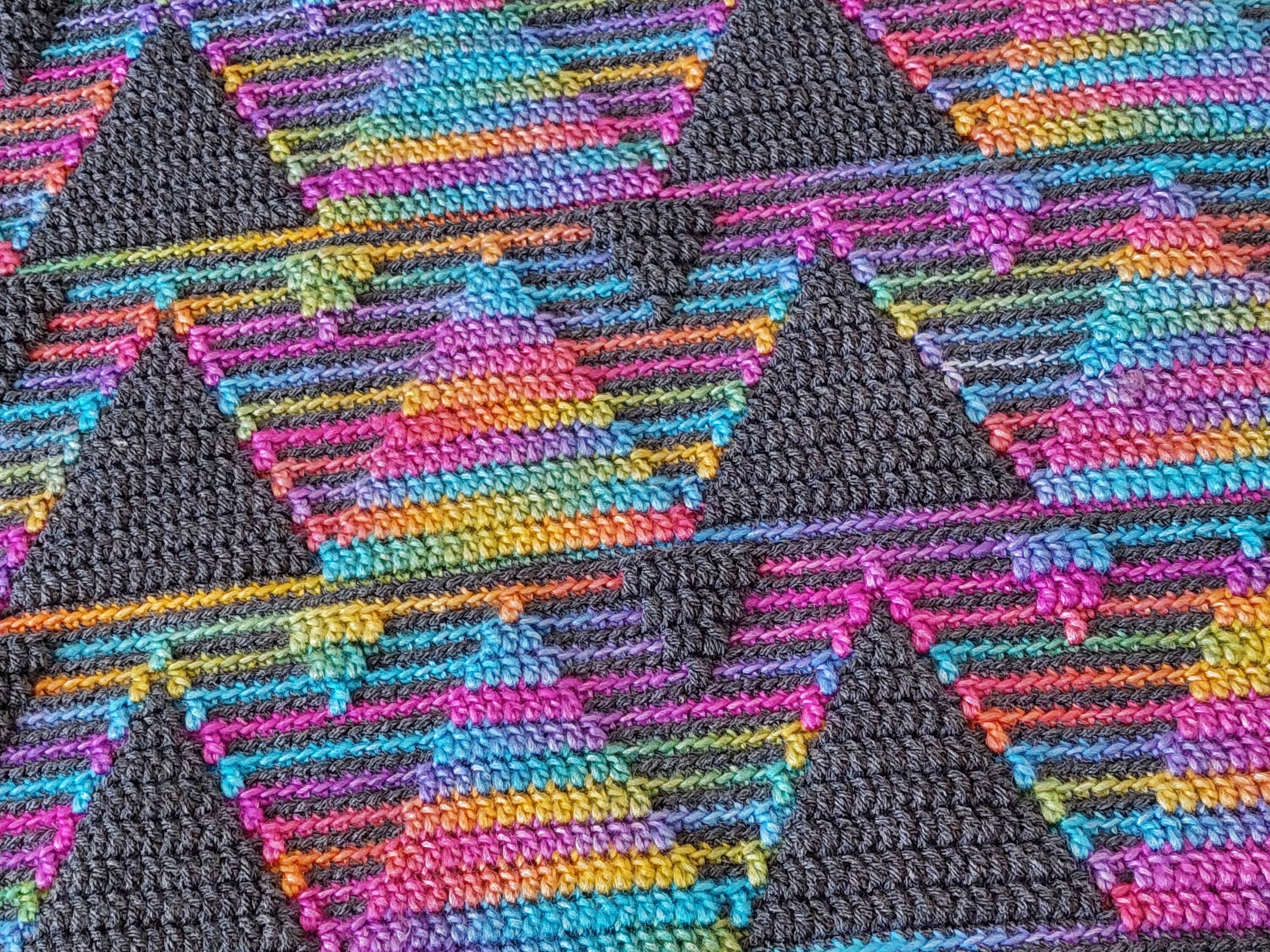 22 Crochet Mosaic Charts with Mandalas, Candy Corn, Dragon Scales, and Cats 8 Behind The Mountains: Mosaic Crochet Blanket Pattern.