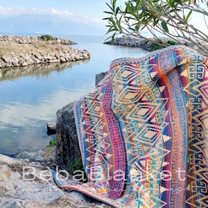 Overlay mosaic crochet afghan/blanket pattern Ancient Stories. Charts and written patterns