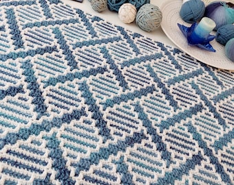 Hide and Seek. Overlay mosaic crochet afghan/blanket pattern. Chart and written pattern