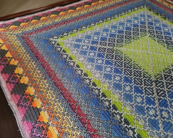 NO LIMITS: Center-Out Overlay Mosaic Crochet Afghan Pattern. Charts only (PDF Pattern)