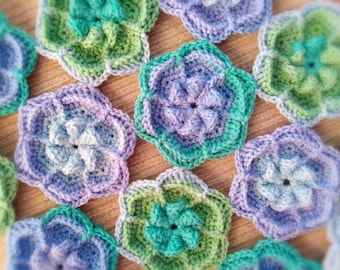 Crochet very easy roundish hexagon continues blanket and motifs pattern Bloom Forever. Written pattern. Perfect gender neutral gift