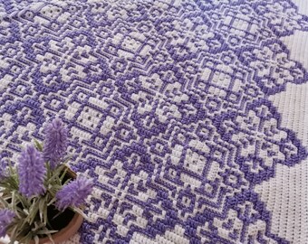 Floral Mosaic Crochet Afghan Pattern: Blooming Tiles, chart (PDF Download)