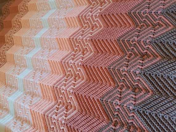 Mosaic Afghan blanket Pattern Chevron Apache Waves. Written