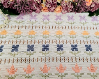 Bloom The Mood: Floral Mosaic Crochet Blanket Pattern. Chart only (PDF Pattern)