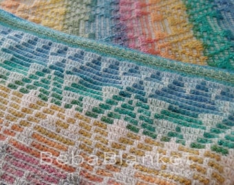 Painted Mosaic Stories: Two-sided Mosaic Crochet Blanket Pattern, Charts & Written Instructions (PDF)
