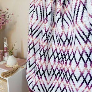 Surprise Me. Overlay mosaic crochet afghan/blanket pattern. Charts and written patterns