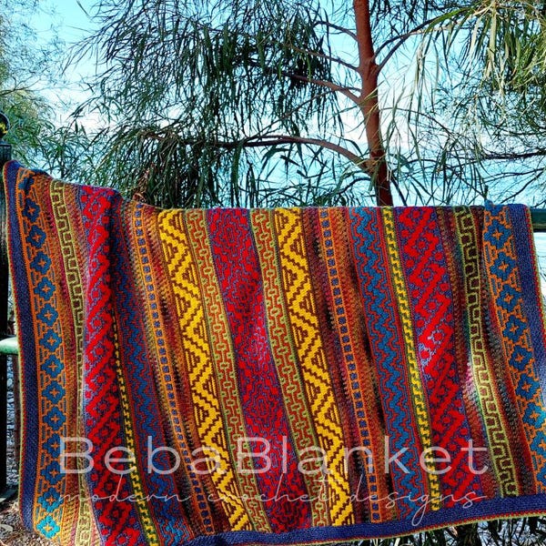 MOSAIC IN MARRAKESH: Overlay Mosaic Crochet Blanket Pattern  Charts,  written pattern and video tutorials