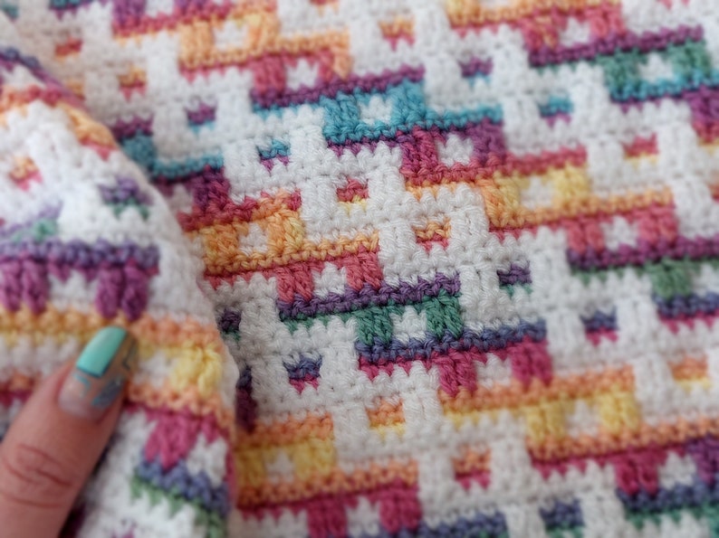 Inset Mosaic Crochet Pattern Climbing Rainbow. Chart and Etsy UK
