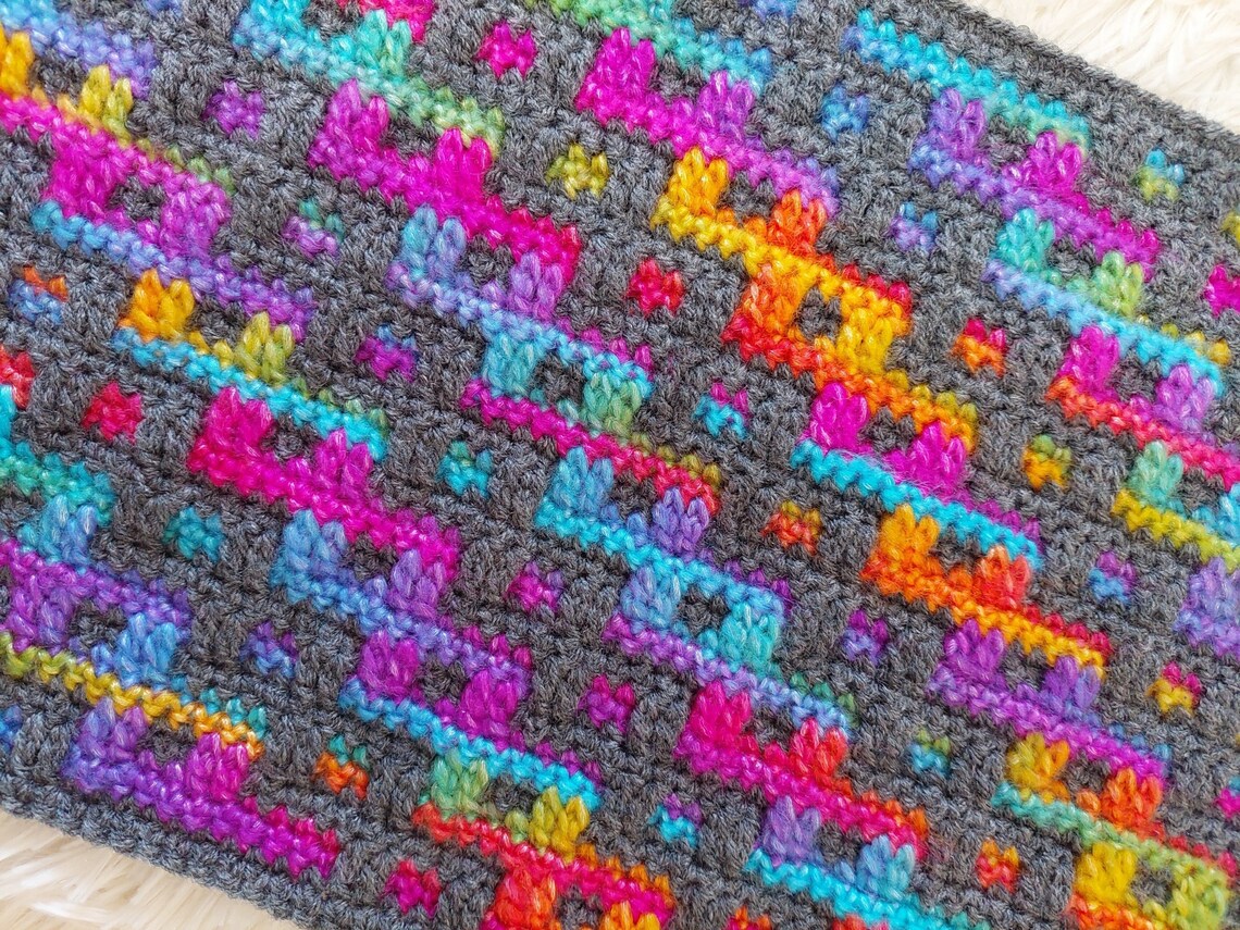 Inset Mosaic Crochet Pattern Climbing Rainbow. Chart and Written ...
