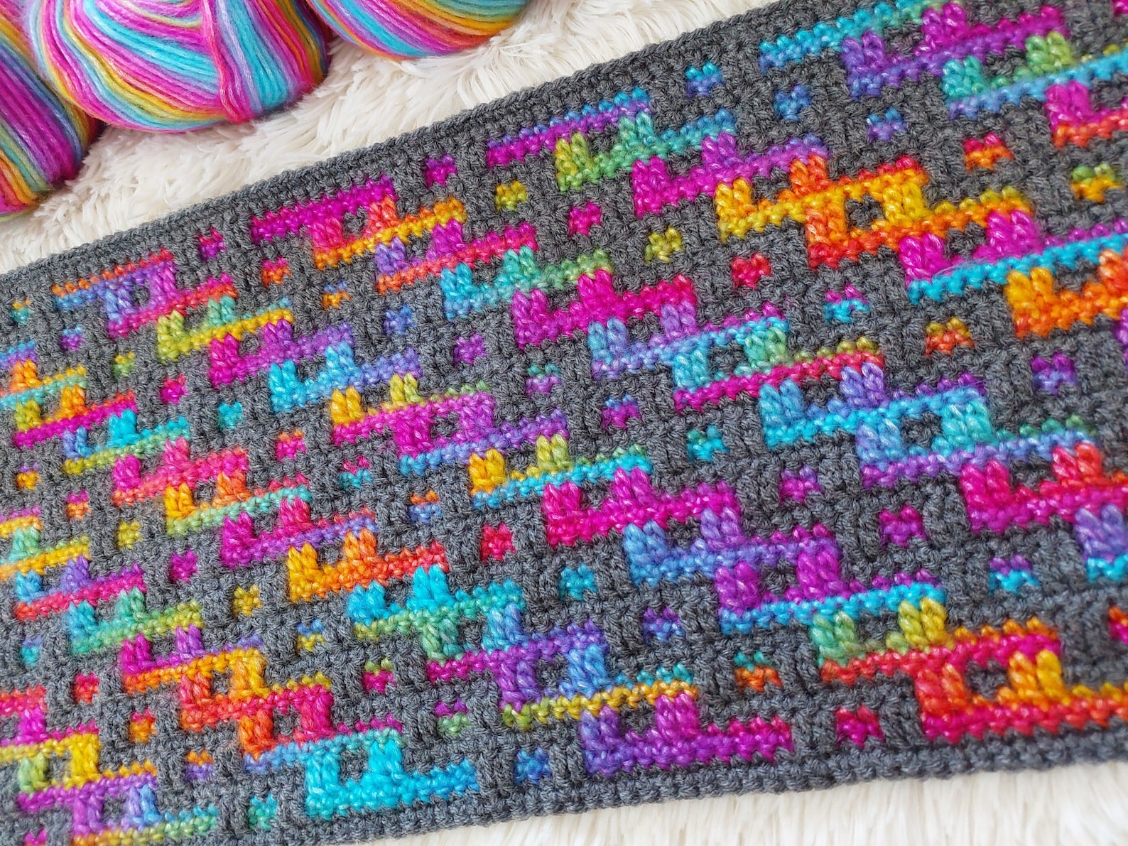 Inset Mosaic Crochet Pattern Climbing Rainbow. Chart and Written ...