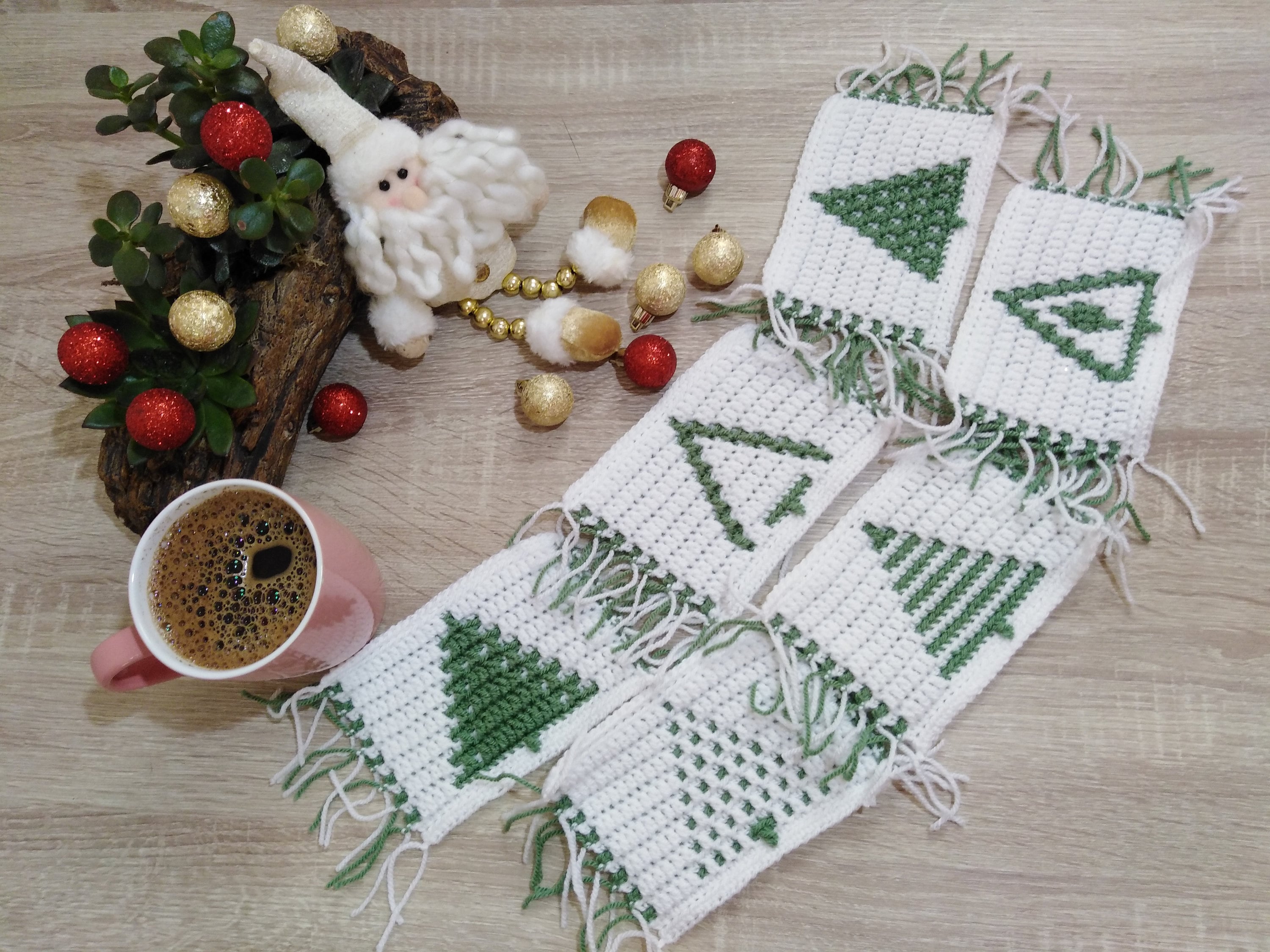 Mosaic Crochet Christmas Mug Rugs. Set of 6 Different Designs Etsy