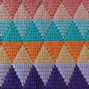 Mosaic crochet triangles pattern Fruit Punch. Chart. Scrap blanket/afghan pattern. Gender neutral