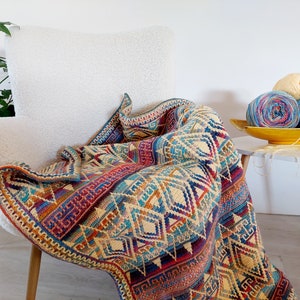 Overlay mosaic crochet afghan/blanket pattern Ancient Stories. Charts and written patterns image 2