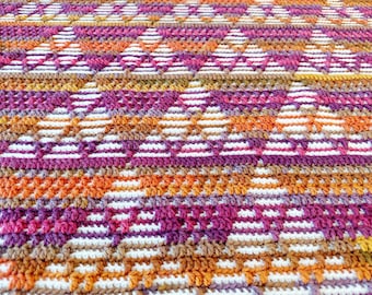 Overlay mosaic  crochet afghan/blanket pattern  Mosaic Bermuda. Chart and written pattern