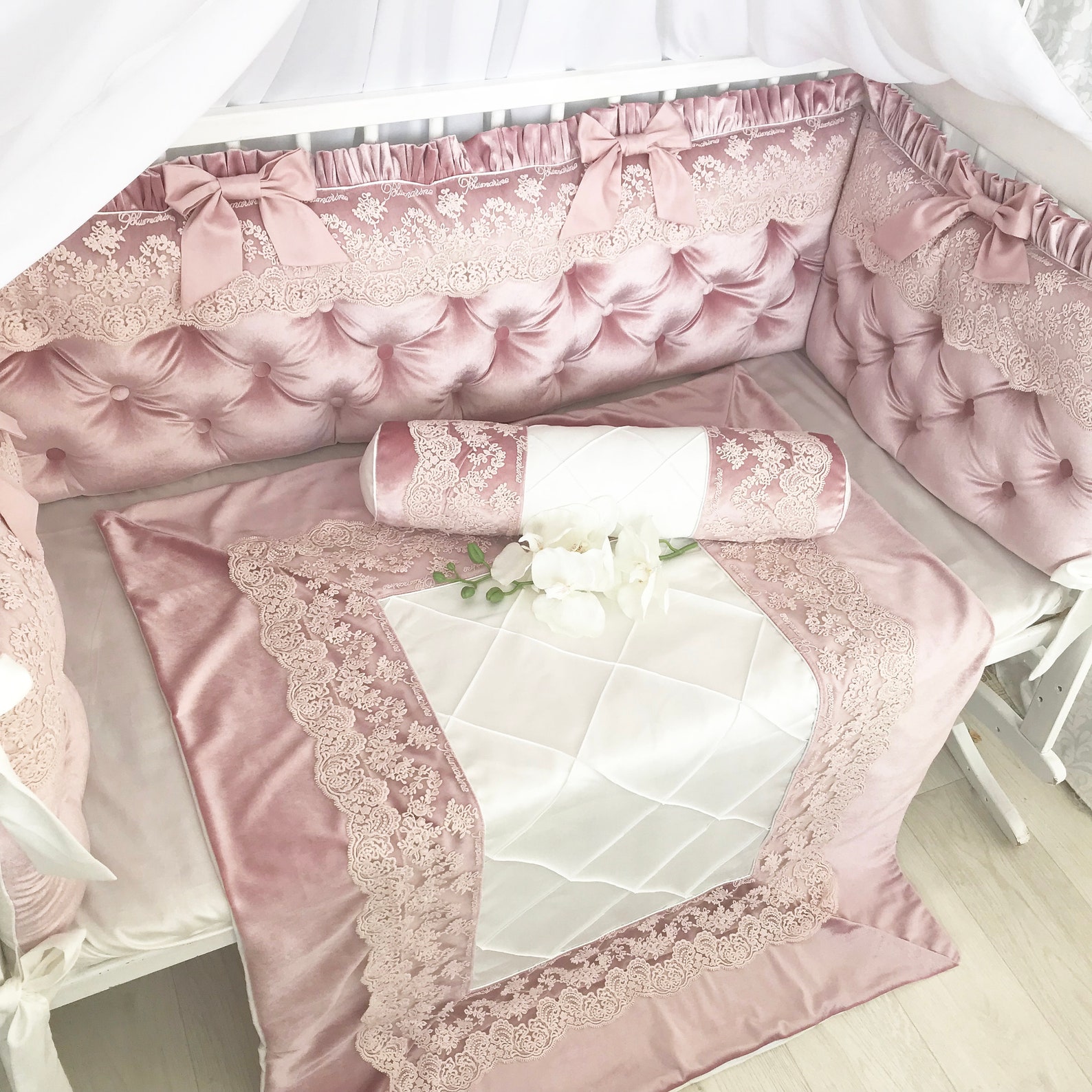 Velour Dusty Rose Baby Crib Bedding Set Baby Girl Boy Custom Etsy