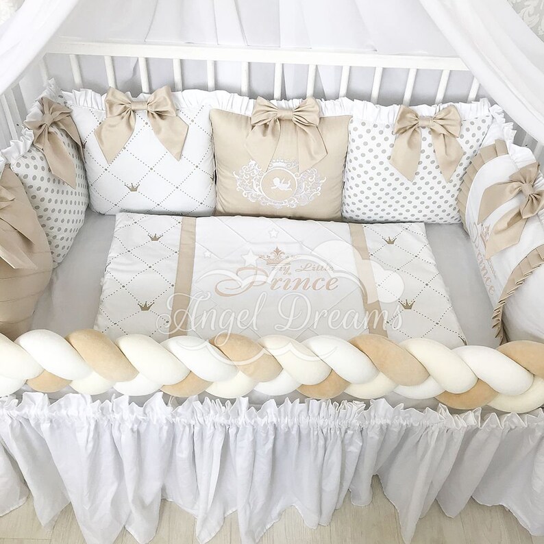 Beige Classic Baby Crib Bedding Set Baby Girl Boy Custom Etsy