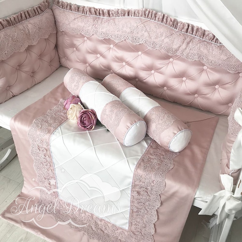 Dusty Rose Baby Crib Bedding Set Baby Girl Crib Bedding set Etsy