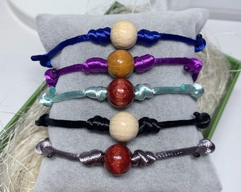 Armband mit Holz Perle und Nylon Kordel, one size, Modeschmuck