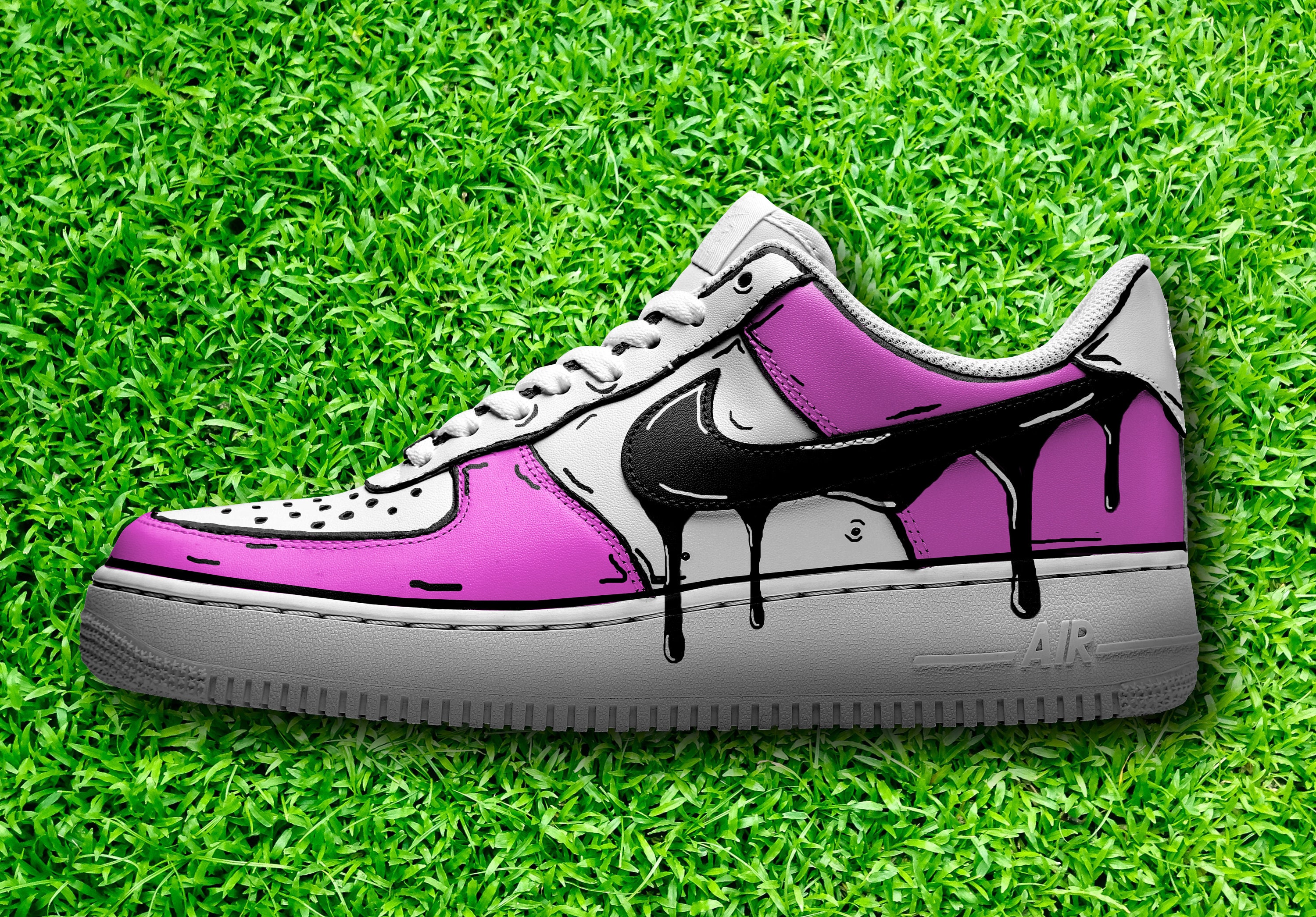 Custom Air Force 1 Cartoons Drip Purple – shecustomize