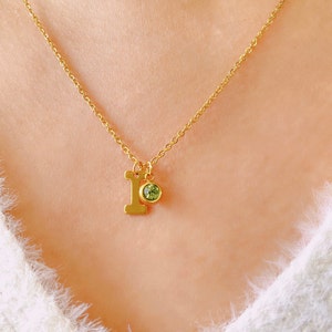 Collar con inicial, collar con piedra de nacimiento para mujer, regalo del Día de la Madre, collar con colgante, regalo para mujer, collar personalizado