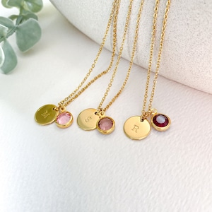 Collier Personnalisé pour Femmes, Collier Initiale, Pendentif Lettre, Cadeau Maman, Cadeau fêtes des mères, Collier Pierres de Naissance