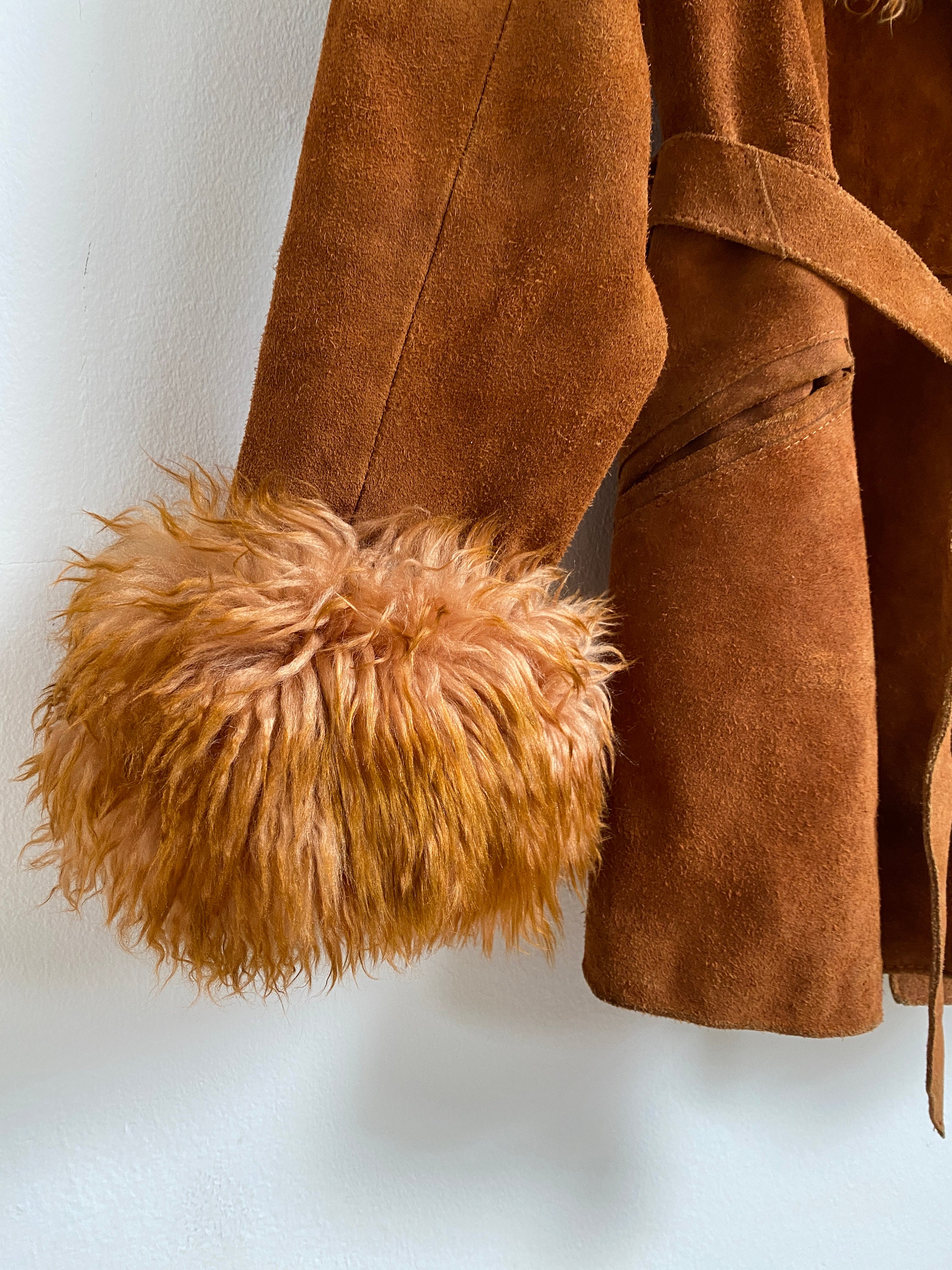 Suede 1970s TOPSHOP Fur Collar Jacket Vintage Afghan Hippie