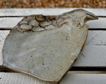 ceramic bird spoon rest, pottery spoon rest, bird spoon rest