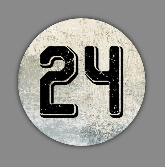 2 X Classic Retro Vintage Circle Race Numbers Vinyl Stickers
