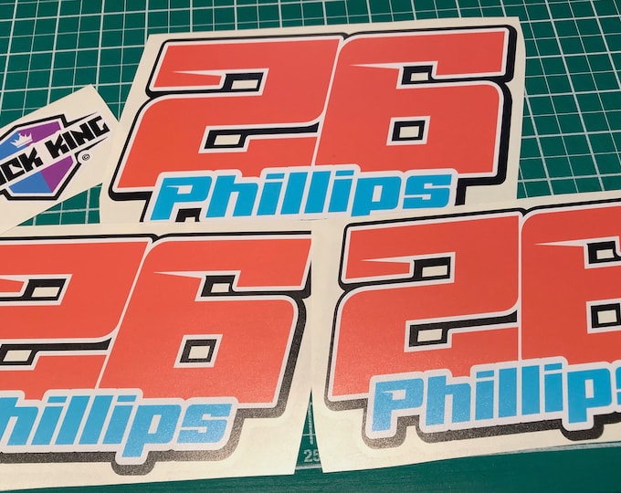 Custom Racing Number & Name Vinyl Decals - 3-Pack For Motocross Bikes, MX Track
