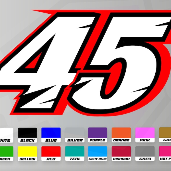 3 x Custom Racing Numbers - Vinyl Aufkleber Decals - Race Motorrad Motocross Supercross Nascar Track Dirtbike Kart