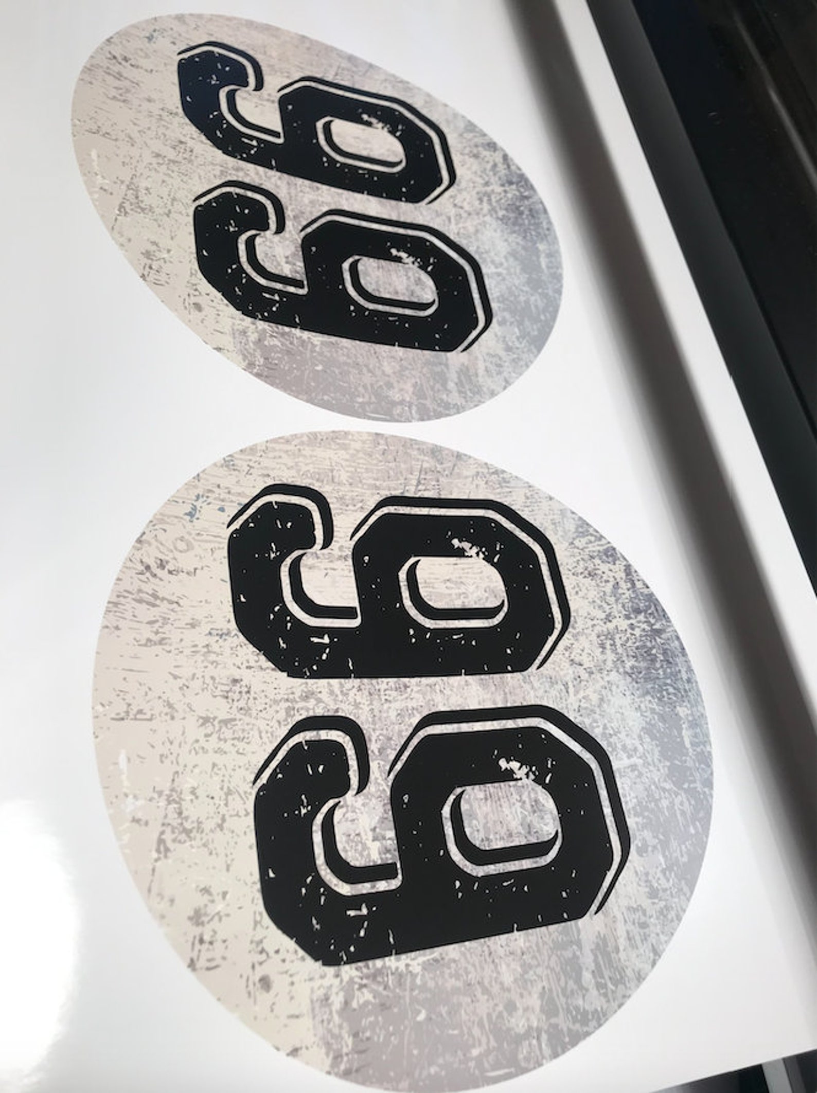 2 X Classic Retro Vintage Oval Race Numbers Vinyl Etsy