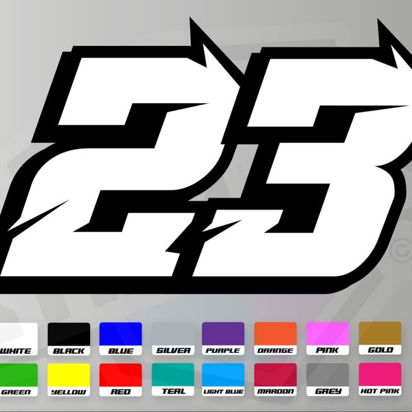 3 X Custom Racing Numbers - Vinyl Stickers Decals - Race Motorcycle Motocross Supercross Nascar Track Dirtbike Kart