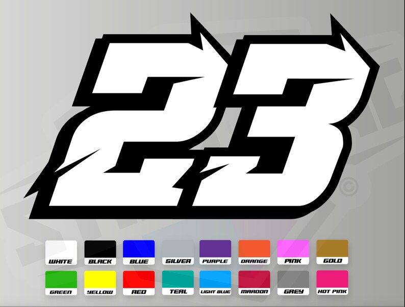 Custom Vinyl Race Number Decals – 10 Year Outdoor Vinyl, Motorcycle, ATV, SUV