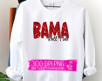 Alabama faux sequin, Alabama faux embroidery,  Bama png, sublimation png, printable png, Alabama png