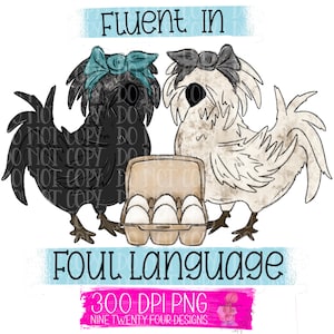 Polish Chicken, foul language, silkie chicken, sublimation png, chicken png