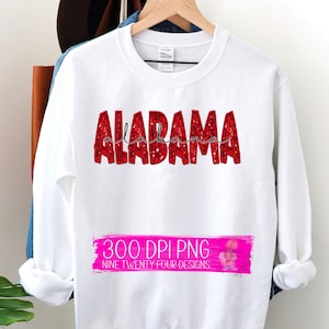 Alabama faux sequin, Alabama faux embroidery,  Bama png, sublimation png, printable png, Alabama png