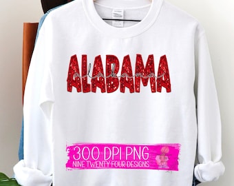 Alabama faux sequin, Alabama faux embroidery,  Bama png, sublimation png, printable png, Alabama png