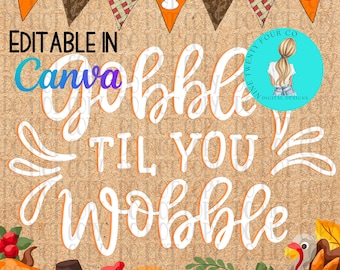 Thanksgiving banner template, painted banner template, editable template, gobble turkey banner