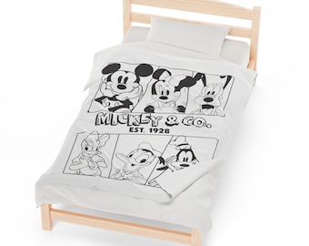 Disney inspiró Mickey &Co Velveteen felpa tirar manta / blanco y negro Mickey felpa tirar manta