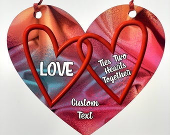 Custom Two Hearts Ornament: Personalized Engagement Gift Tag
