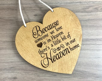 Memorial Heart Wood Sign: Bereavement Gift for Loss