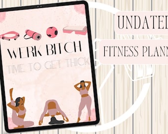 Digital Fitness Planner Printable Workout Tracker Calorie & Meal Planner Weight Loss Tracker Fitness Journal PDF for GoodNotes and iPad