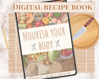 Digitaal ADHD-receptenboek Afdrukbaar maaltijdplanner en boodschappenlijst Receptkaarten Wekelijkse maaltijdplanningsdagboek pdf GoodNotes Kookboek Eenvoudig recept
