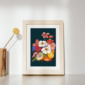 Abstract moody floral wall art | floral art print | jewel toned floral wall art | floral wall art | unique wall art 5 x 7 Print Matte Print