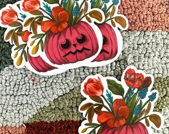 Pumpkin Vase Sticker | Art Sticker | Waterproof Sticker | Halloween Sticker