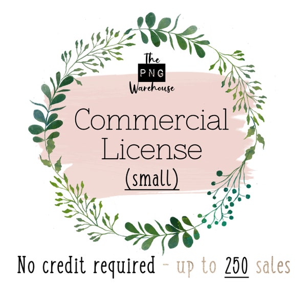 Small COMMERCIAL LICENSE - add on - for use on ONE clip art /brush strokes/ digital paper set from thePNGwarehouse - covers 250 sales