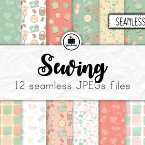 NÄHEN + STRICKEN - Digital Paper Pack - 12 JPegs - instant download - 300dpi - 12x12 zoll - nahtlose Muster Hintergründe Basteln Wolle