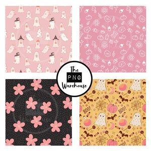 PINK HALLOWEEN PATTERNS Digital Paper Pack - 12 Jpegs - Instant ...