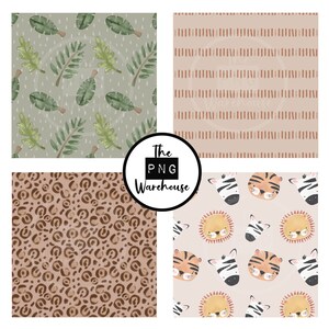SOFT BOHO SAFARI Animals - Seamless Digital Paper Pack - 12 Jpegs ...